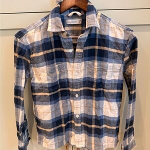 Abercrombie Kids Navy and Cream Plaid flannel